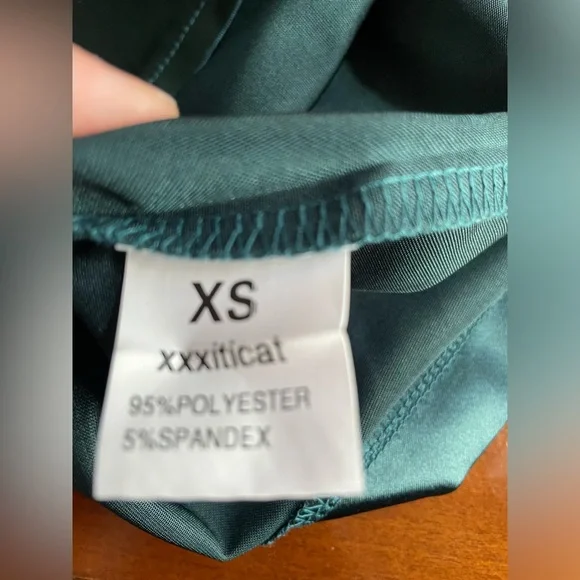 Women's Green Sleeveless Spaghetti Strap Satin Dress with Cowl Neck Size XS - Picture 8 of 11